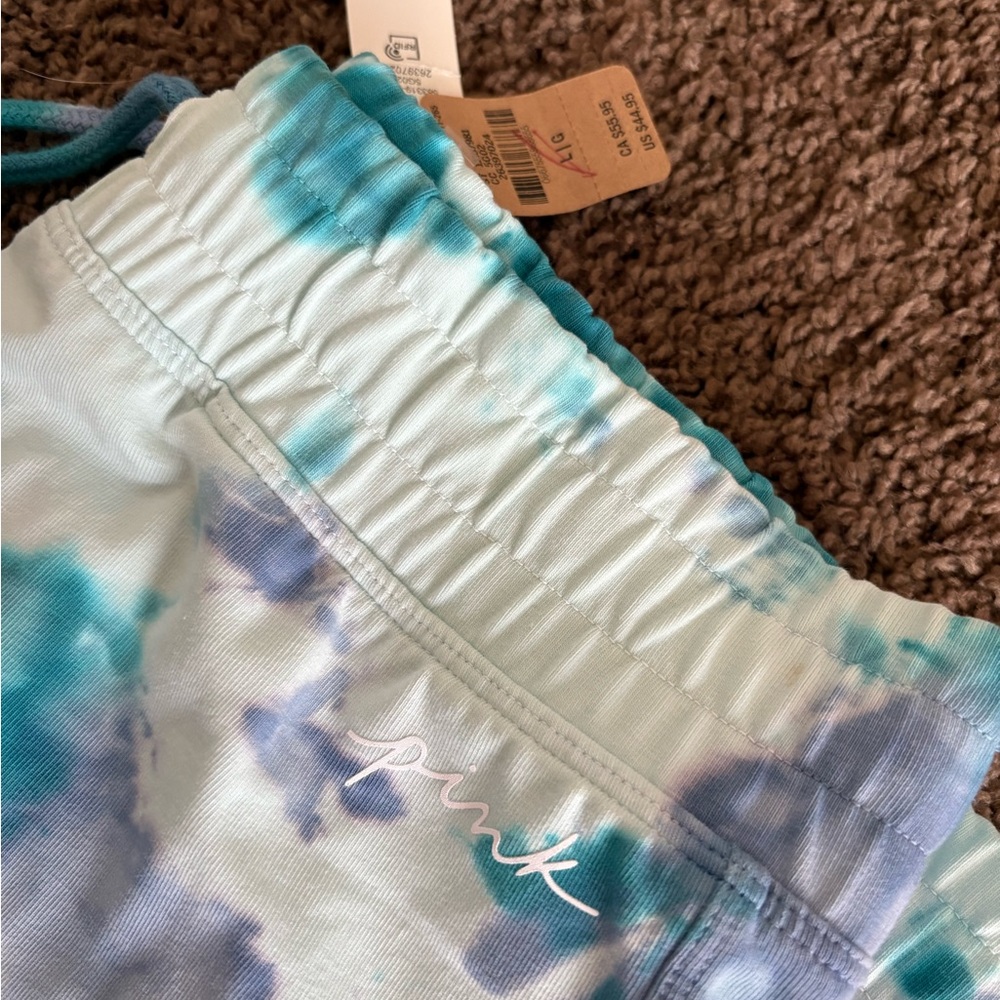 NWT PINK Victoria's Secret blue / Teal Tie-Dye Joggers